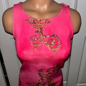 Venus Vibrant Pink Sleeveless Dress with Gold Accents XS New